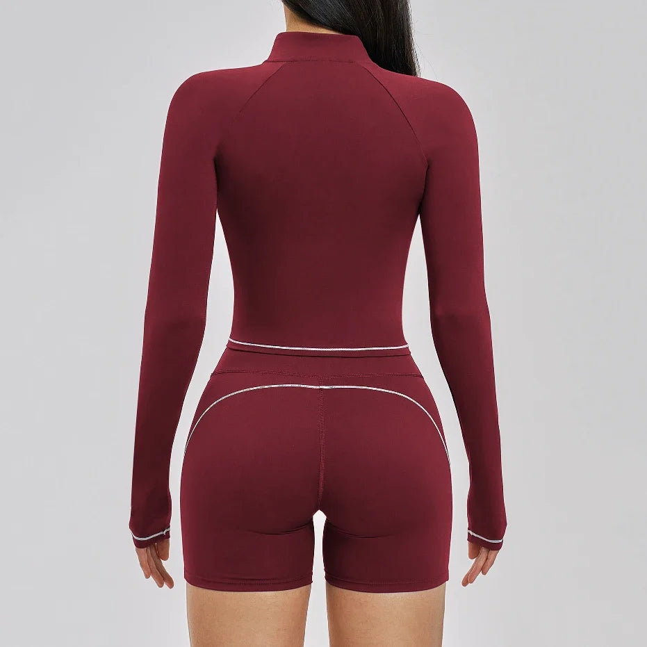 Veste de yoga brossée color block pour femme