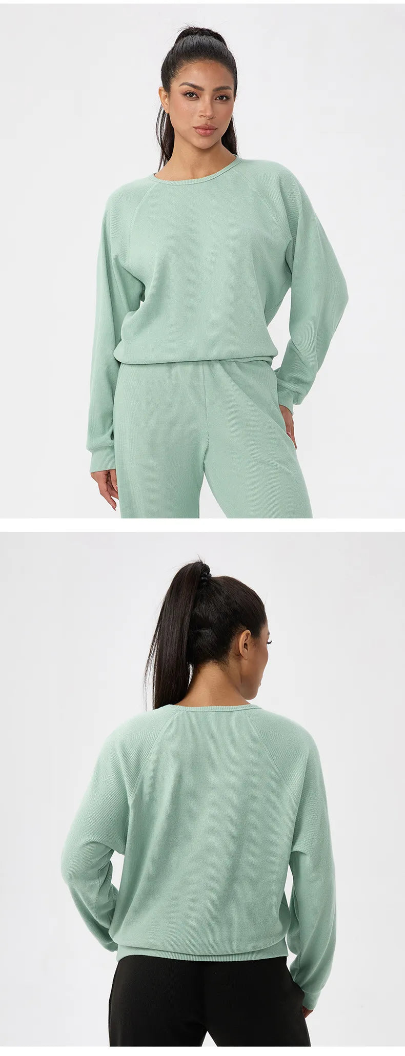 Sweat-shirt gaufré uni pour femme