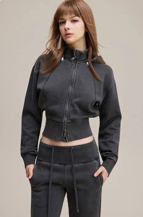 Veste rétro à capuche amovible pour femme