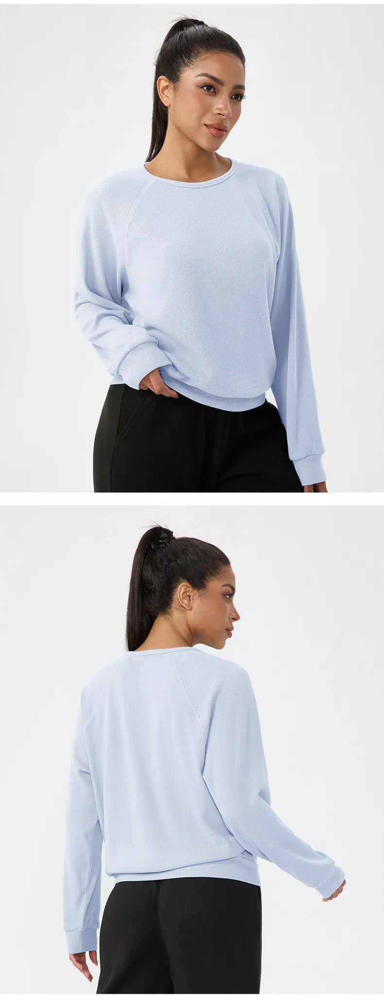 Sweat-shirt gaufré uni pour femme