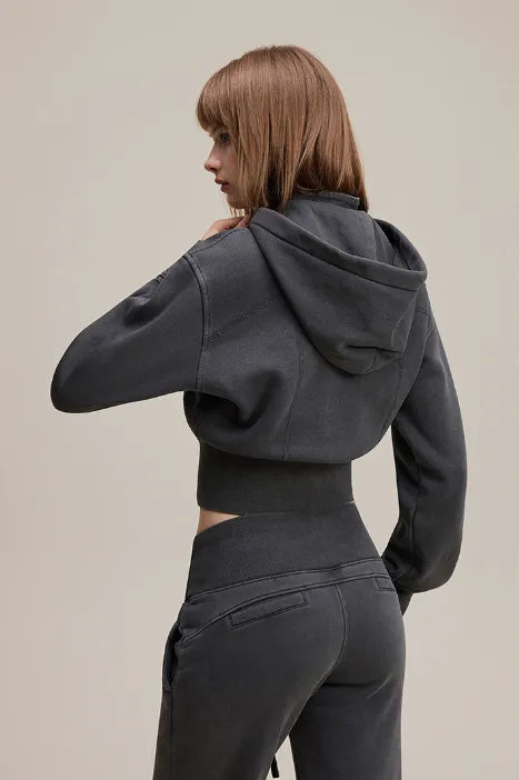 Veste rétro à capuche amovible pour femme