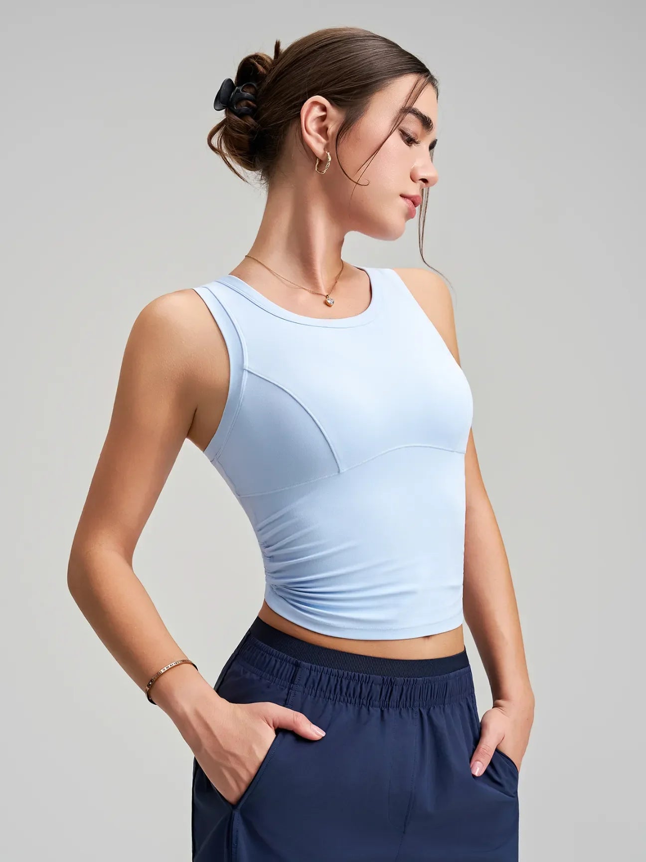 Nouveau gilet de yoga et de fitness amincissant à taille plissée