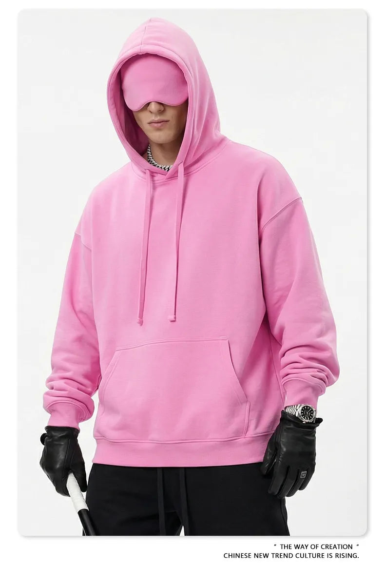 Sweat-shirt à capuche uni pour homme avec cache-œil