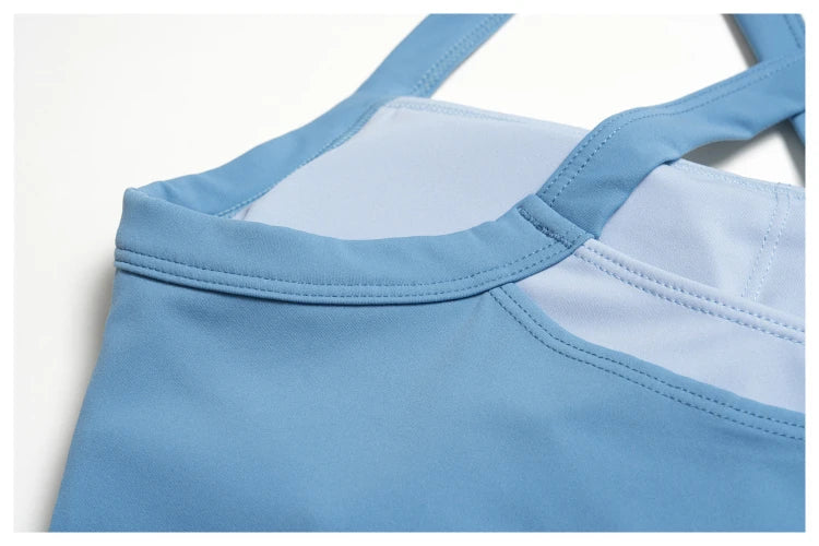 Débardeur de yoga 2-en-1 color block avec dos nageur pour femme