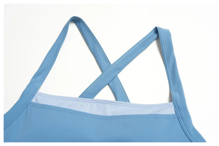 Débardeur de yoga 2-en-1 color block avec dos nageur pour femme