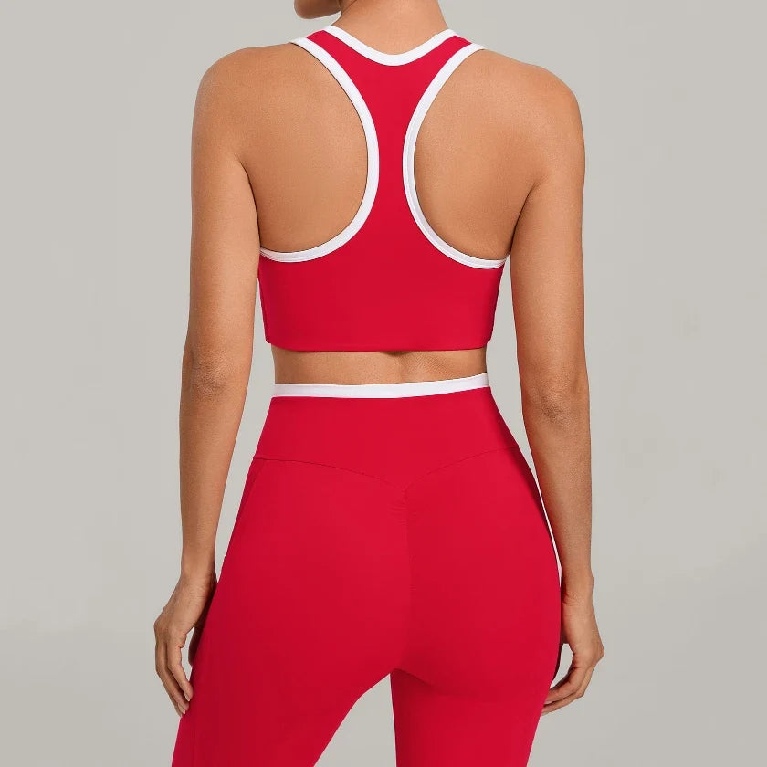 Débardeur de yoga à col en U color block pour femme