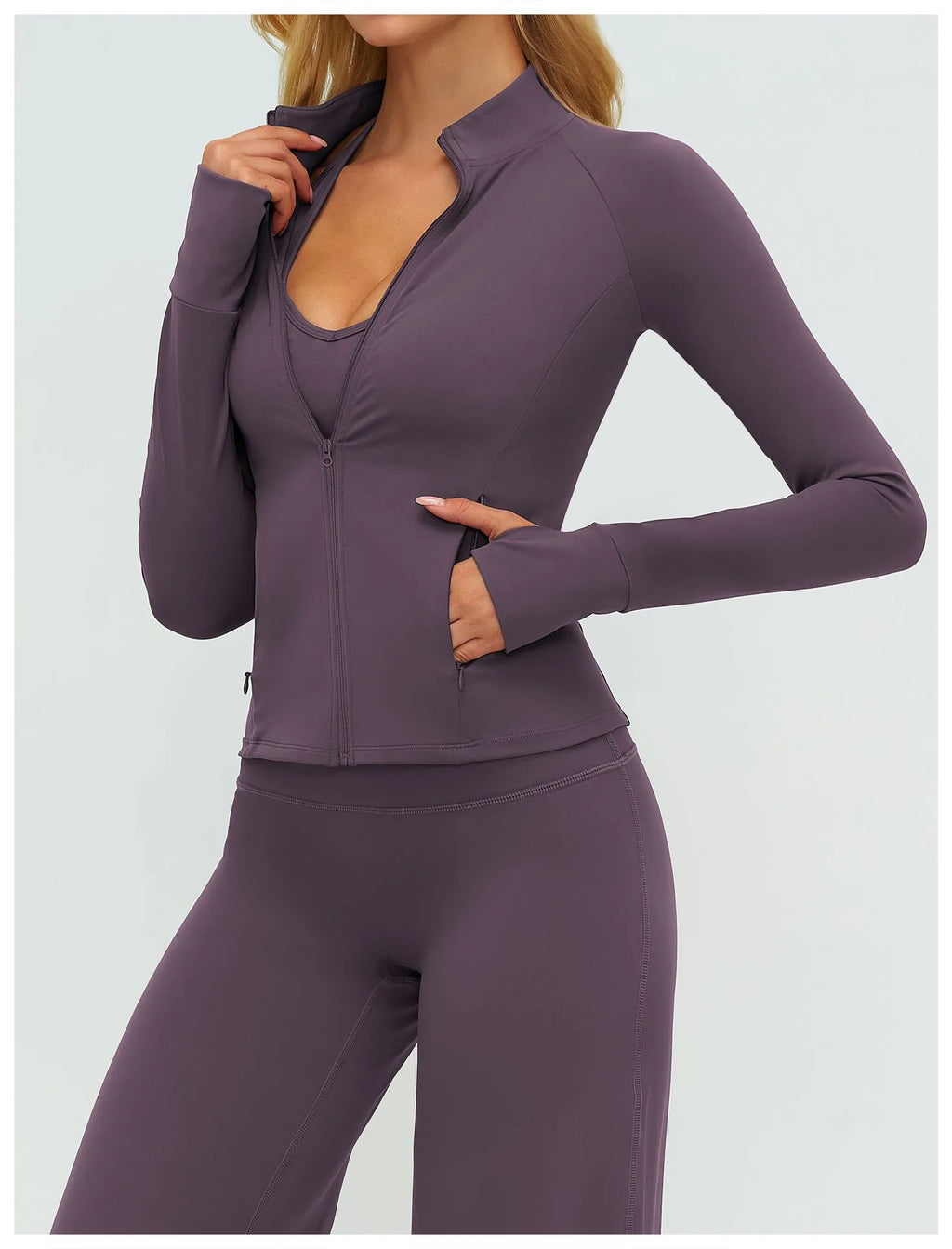 Veste de yoga zippée à manches longues pour femme