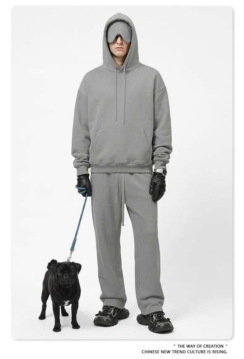 Sweat-shirt à capuche uni pour homme avec cache-œil