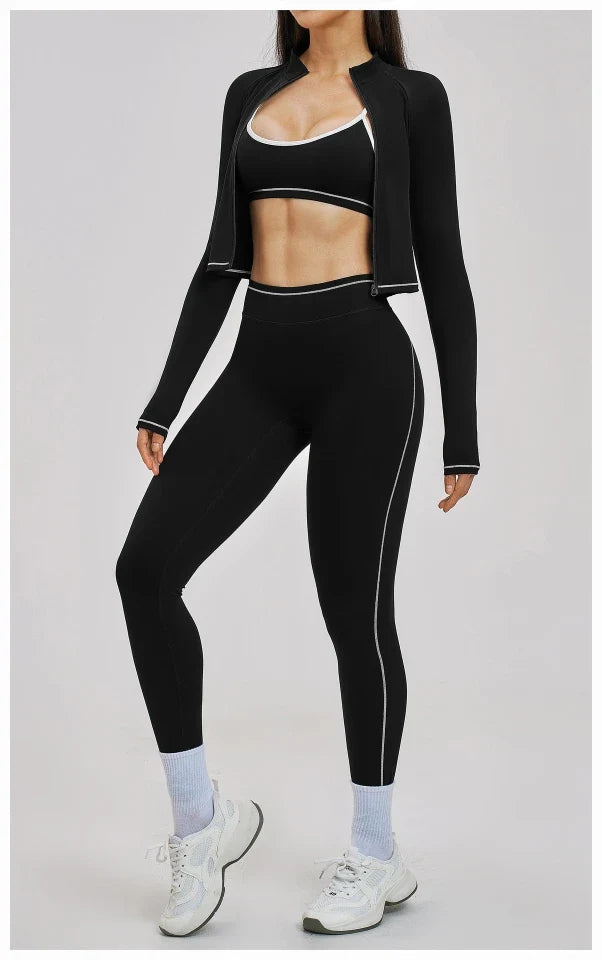 Veste de yoga brossée color block pour femme