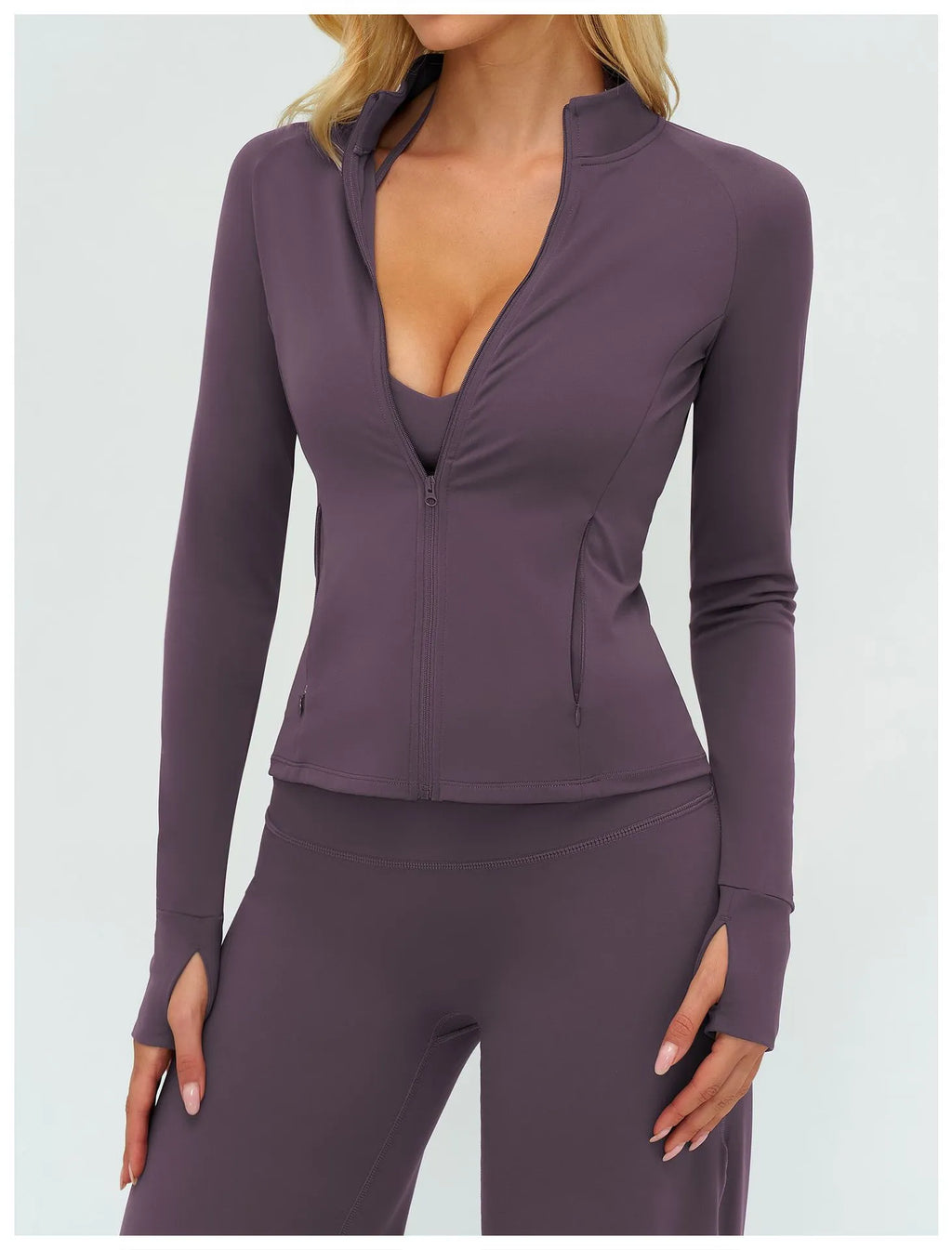 Veste de yoga zippée à manches longues pour femme