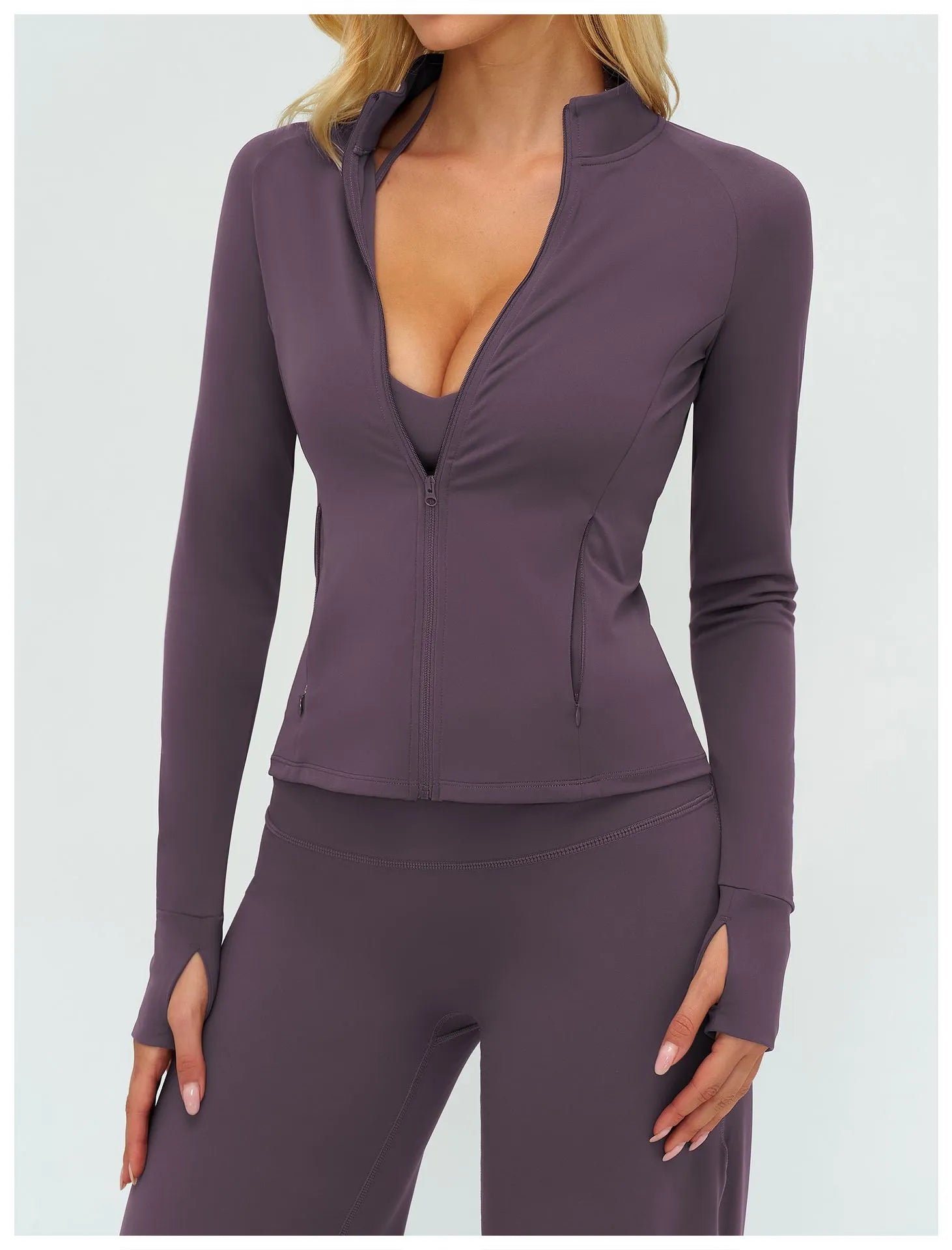 Veste de yoga zippée à manches longues pour femme