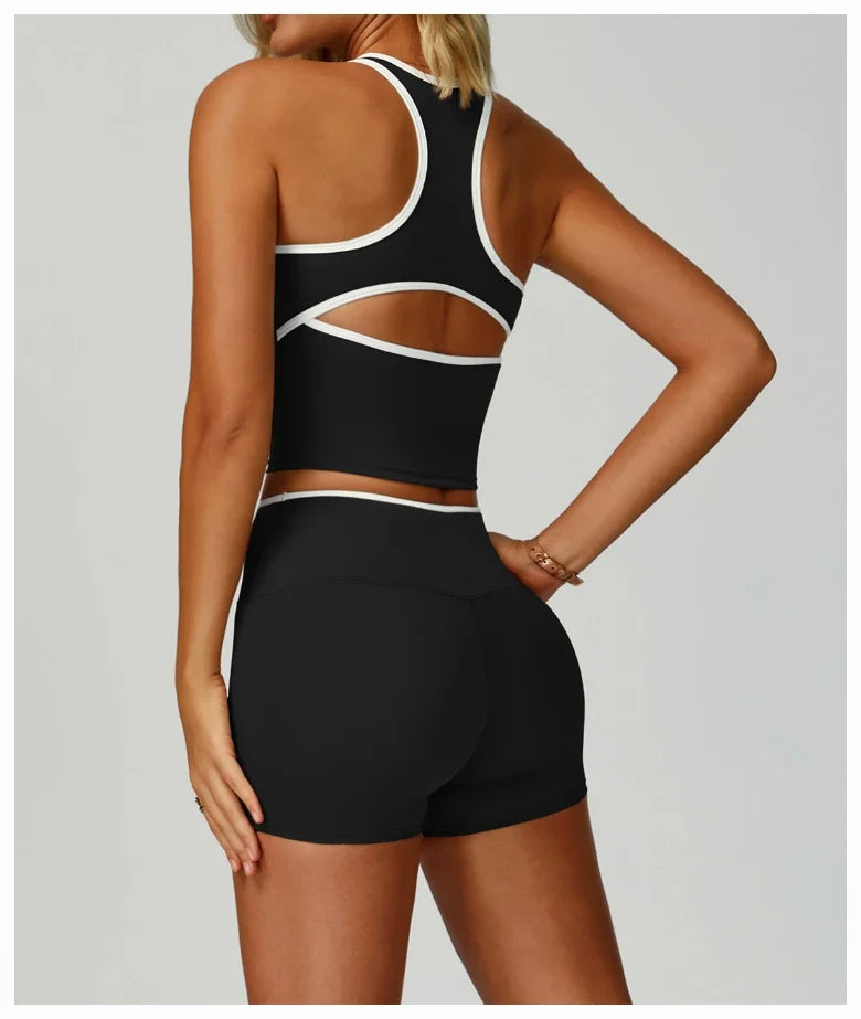Débardeur de yoga dos nu color-block pour femme