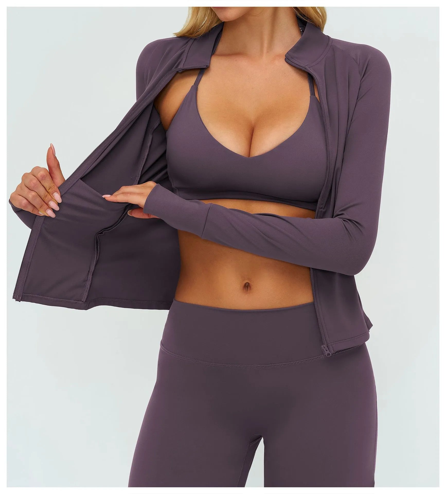 Veste de yoga zippée à manches longues pour femme