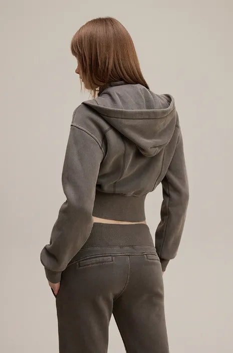 Veste rétro à capuche amovible pour femme