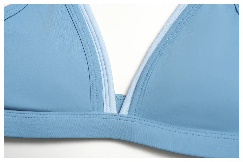 Soutien-gorge de yoga dégradé bicolore double-couche effet deux pièces pour femme