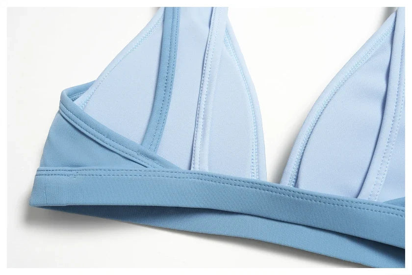 Soutien-gorge de yoga dégradé bicolore double-couche effet deux pièces pour femme