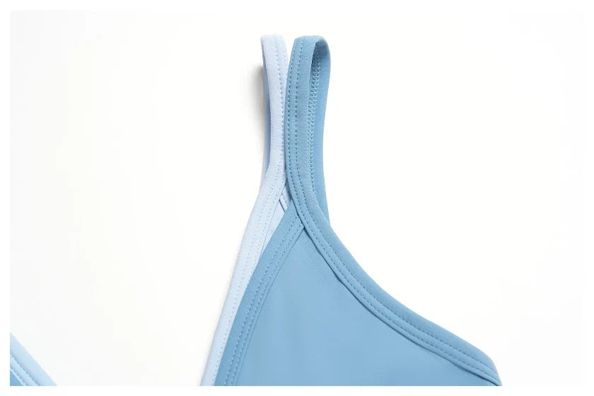 Soutien-gorge de yoga dégradé bicolore double-couche effet deux pièces pour femme