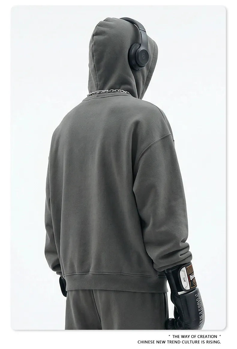 Sweat-shirt à capuche uni pour homme avec cache-œil