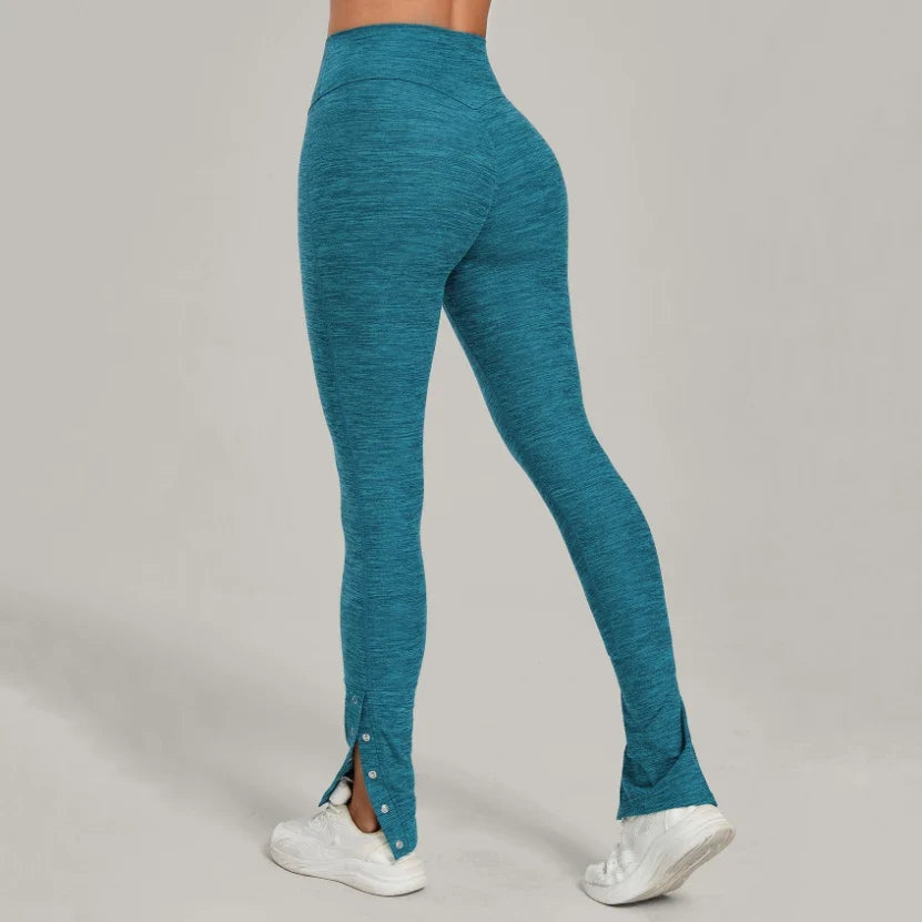 Pantalon de sport décontracté évasé taille haute