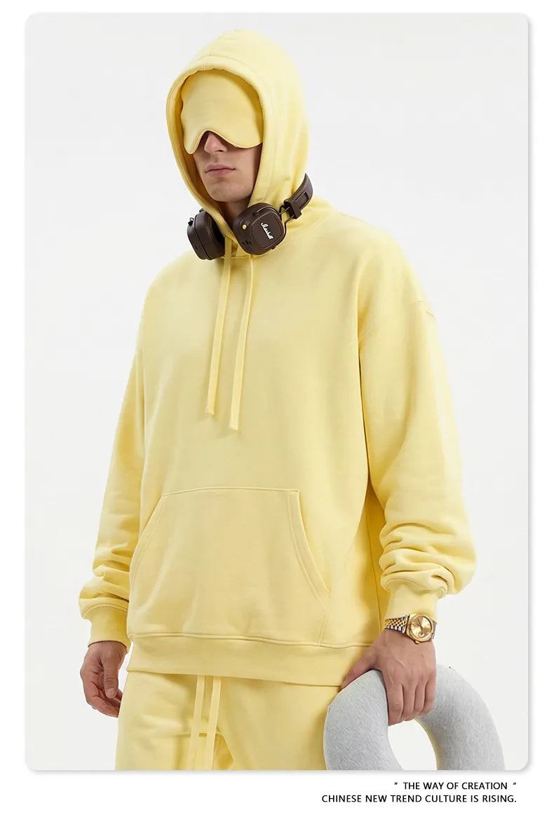 Sweat-shirt à capuche uni pour homme avec cache-œil