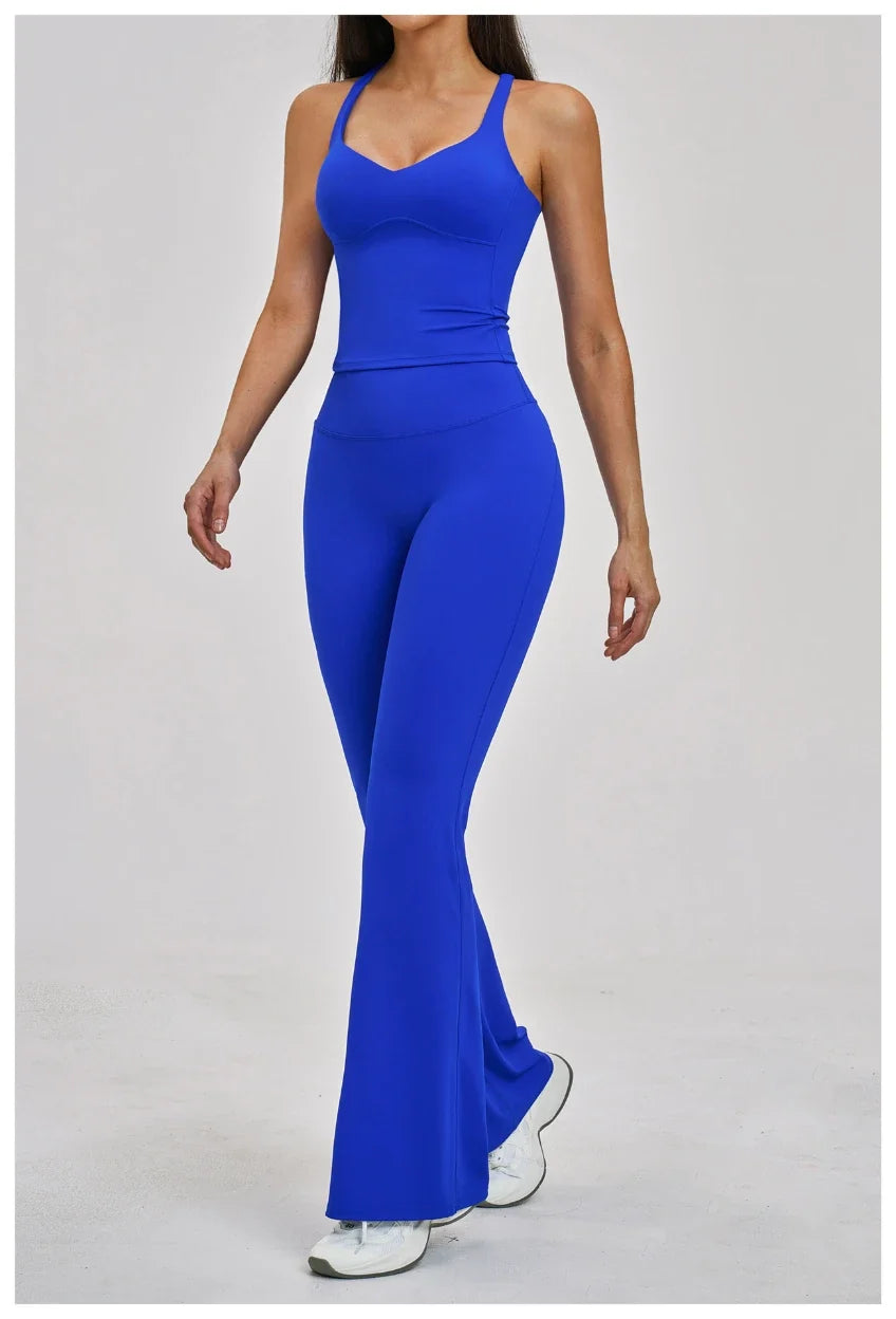 Pantalon de yoga évasé taille haute sculptant pour femme