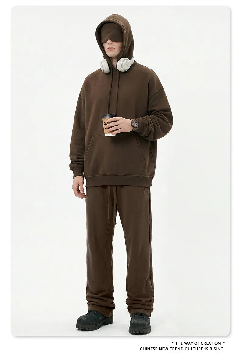 Sweat-shirt à capuche uni pour homme avec cache-œil