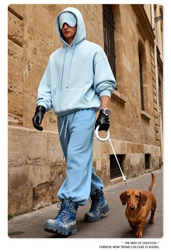 Sweat-shirt à capuche uni pour homme avec cache-œil