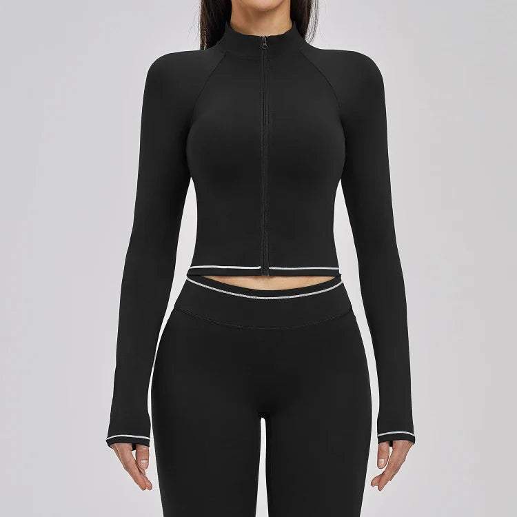 Veste de yoga brossée color block pour femme