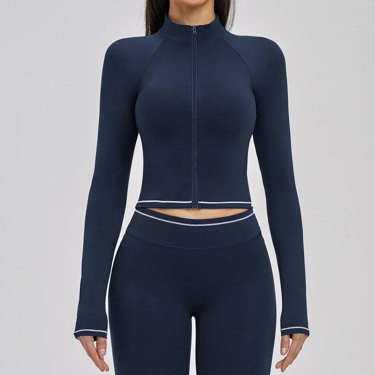 Veste de yoga brossée color block pour femme