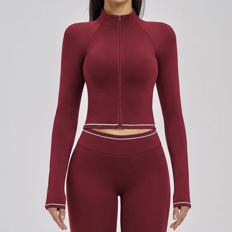 Veste de yoga brossée color block pour femme