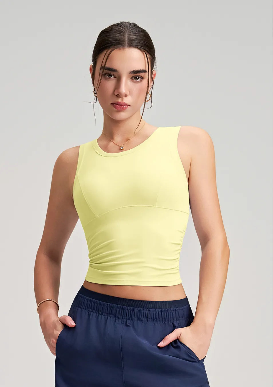 Nouveau gilet de yoga et de fitness amincissant à taille plissée