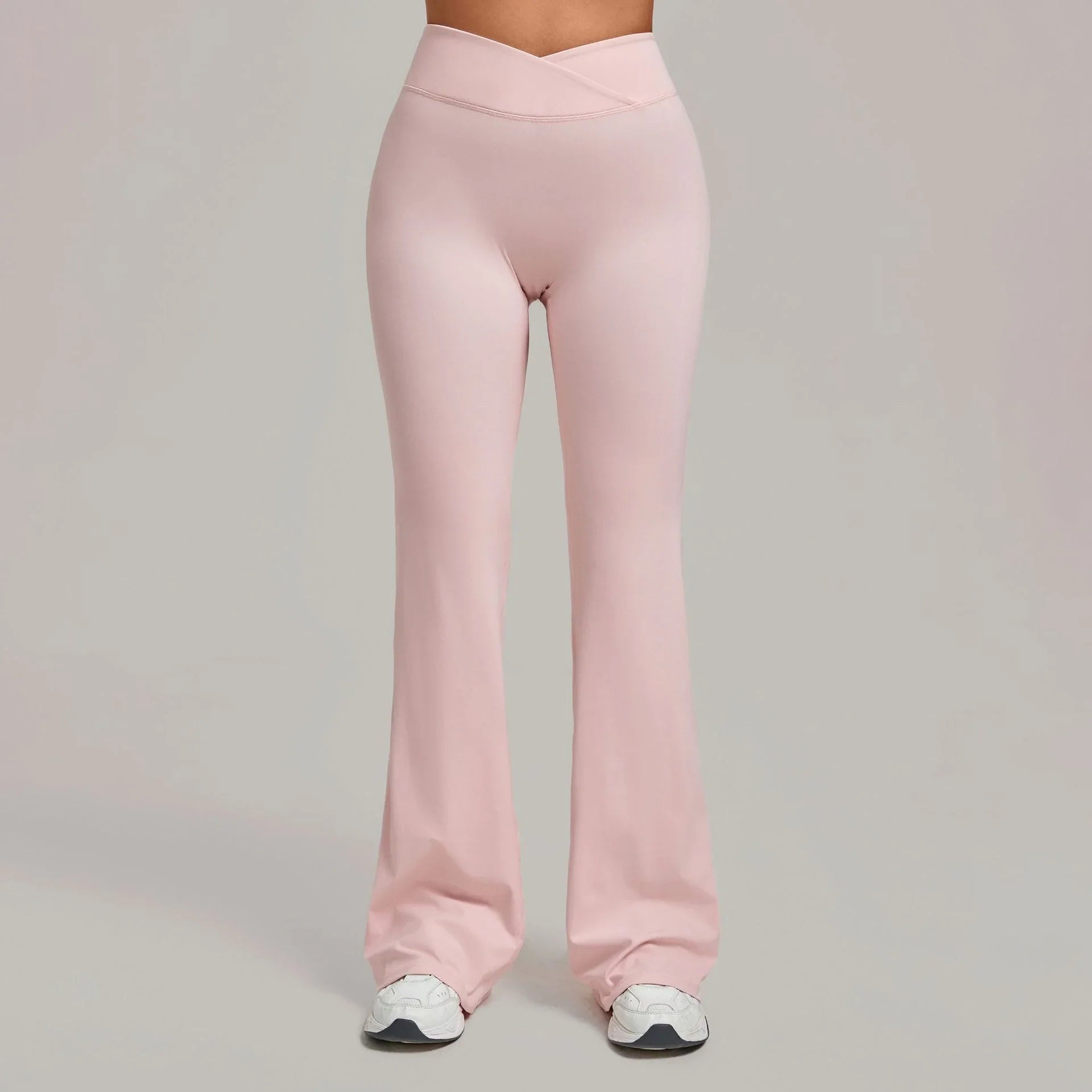 Pantalon de yoga évasé taille haute croisé pour femmes
