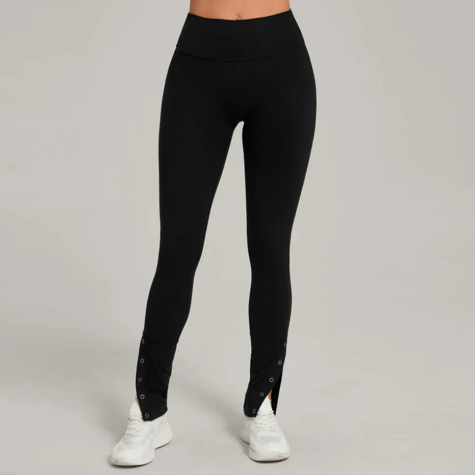 Pantalon de sport décontracté évasé taille haute