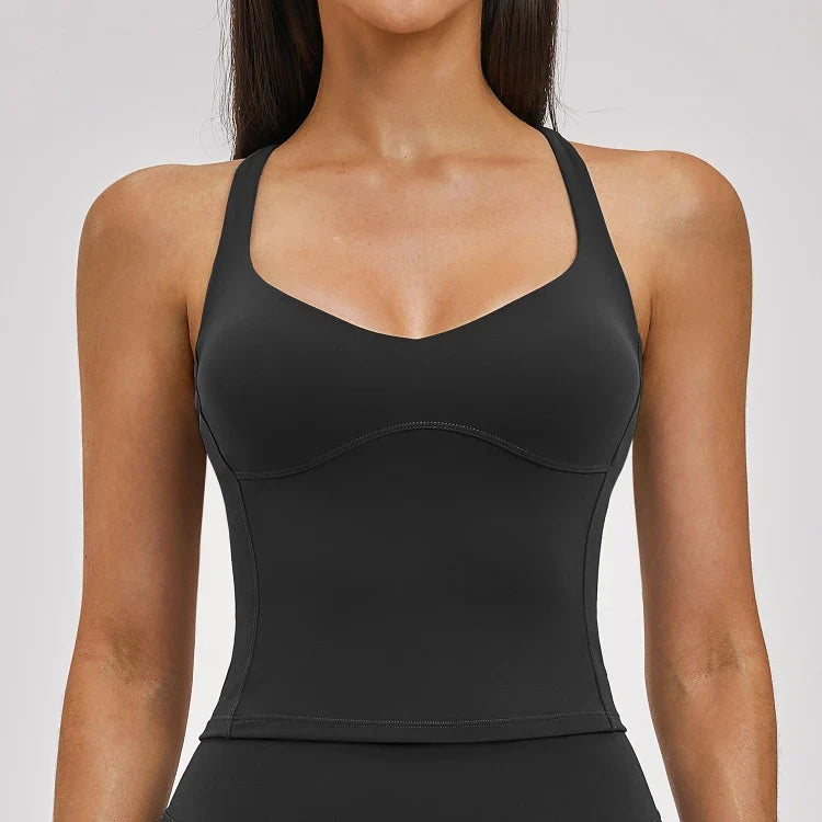 Gilet de sport de yoga dos croisé pour femmes