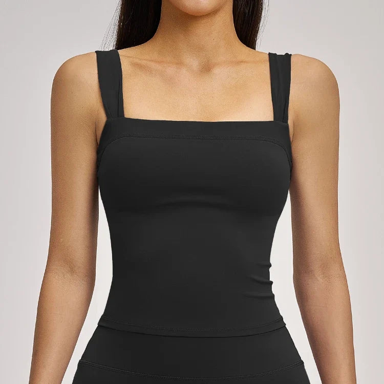 Haut de yoga carré pour femme avec soutien-gorge intégré