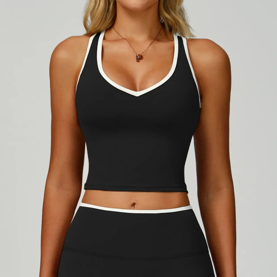 Débardeur de yoga dos nu color-block pour femme