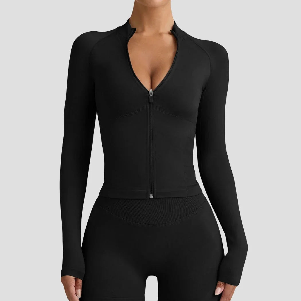 Veste de yoga et de fitness ajustée, sans coutures, seconde peau