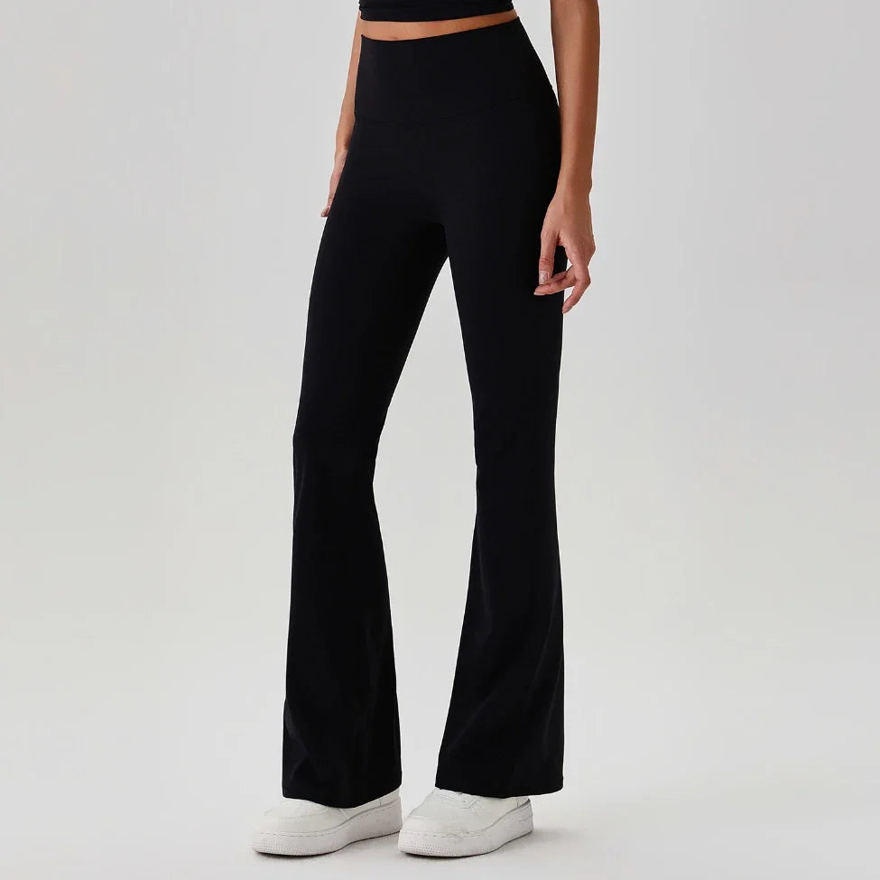 Pantalon de yoga évasé taille haute effet seconde peau