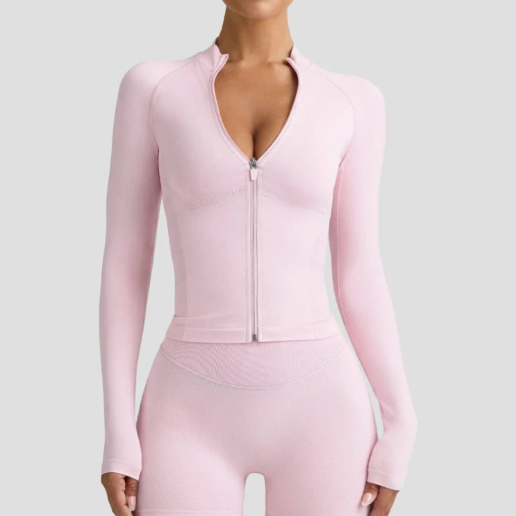 Veste de yoga et de fitness ajustée, sans coutures, seconde peau