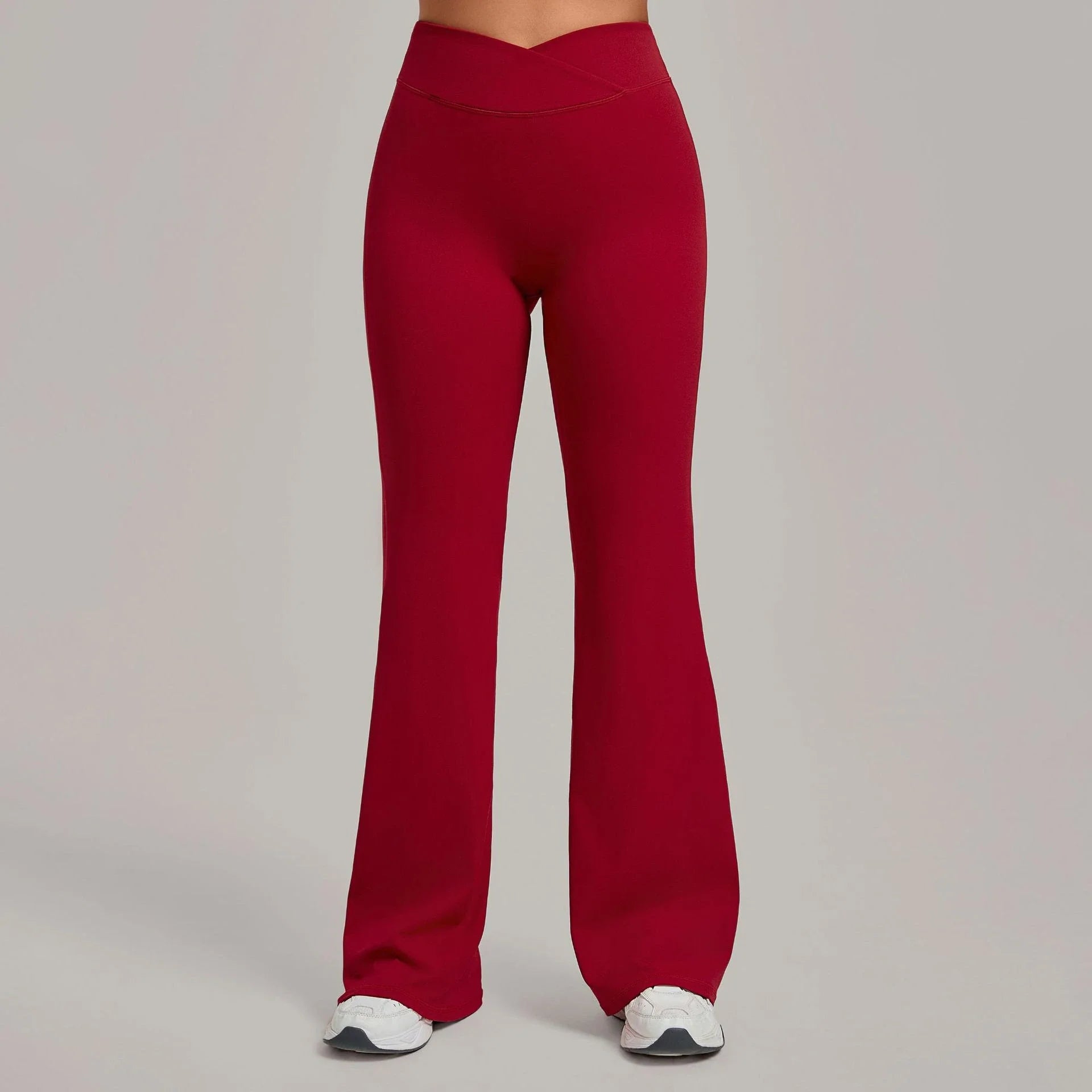 Pantalon de yoga évasé taille haute croisé pour femmes