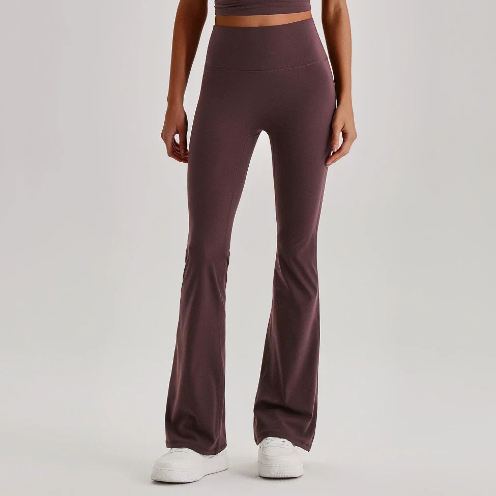 Pantalon de yoga évasé taille haute effet seconde peau