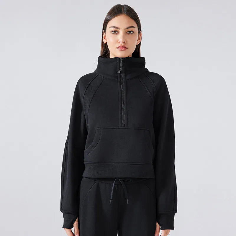 Sweat-shirt de sport épais demi-zippé