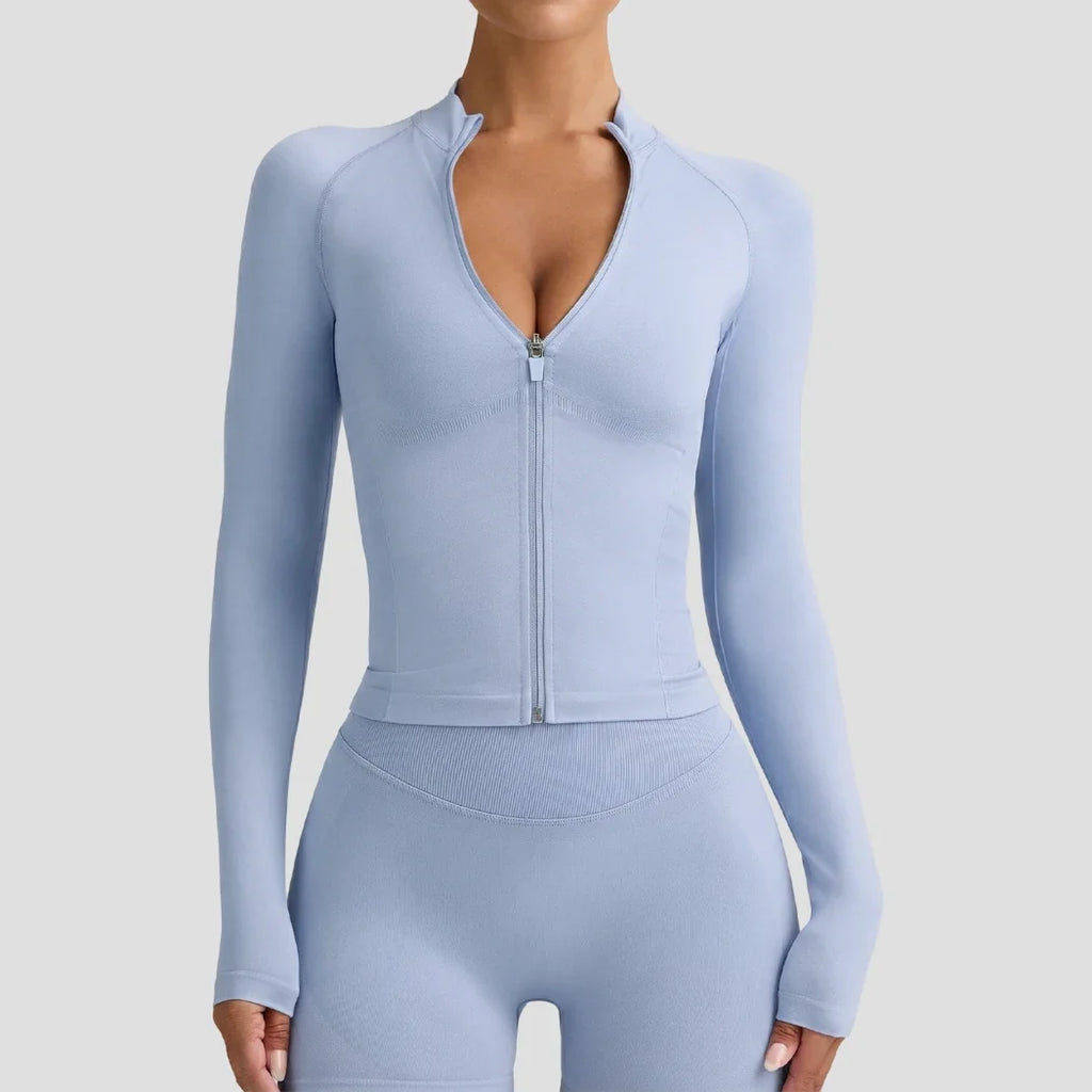 Veste de yoga et de fitness ajustée, sans coutures, seconde peau