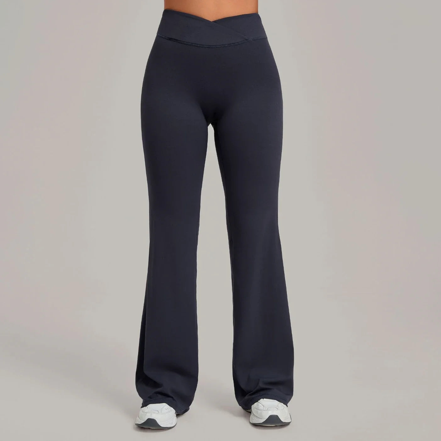 Pantalon de yoga évasé taille haute croisé pour femmes