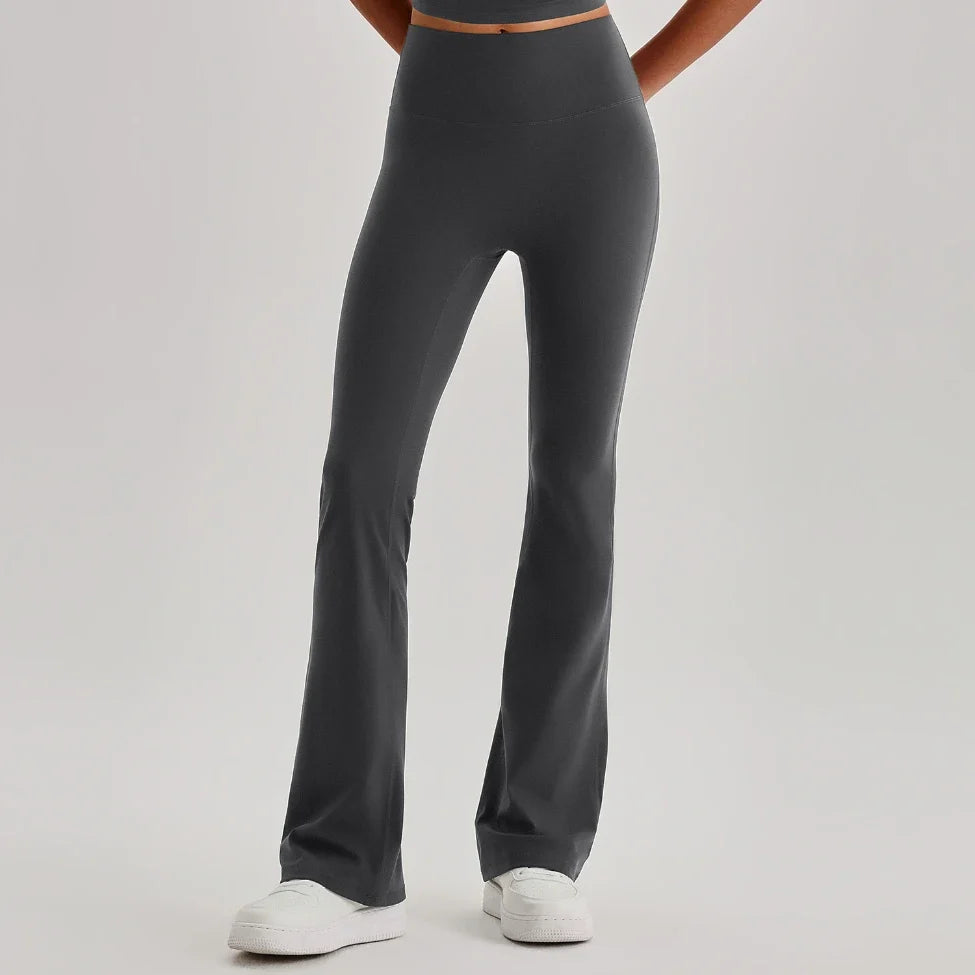 Pantalon de yoga évasé taille haute effet seconde peau