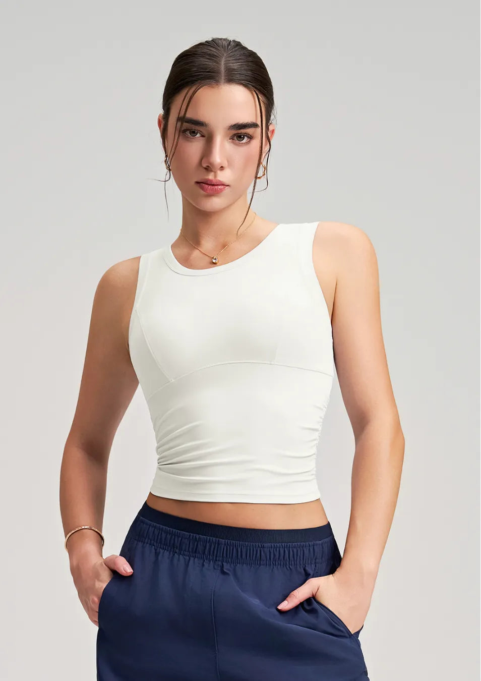 Nouveau gilet de yoga et de fitness amincissant à taille plissée