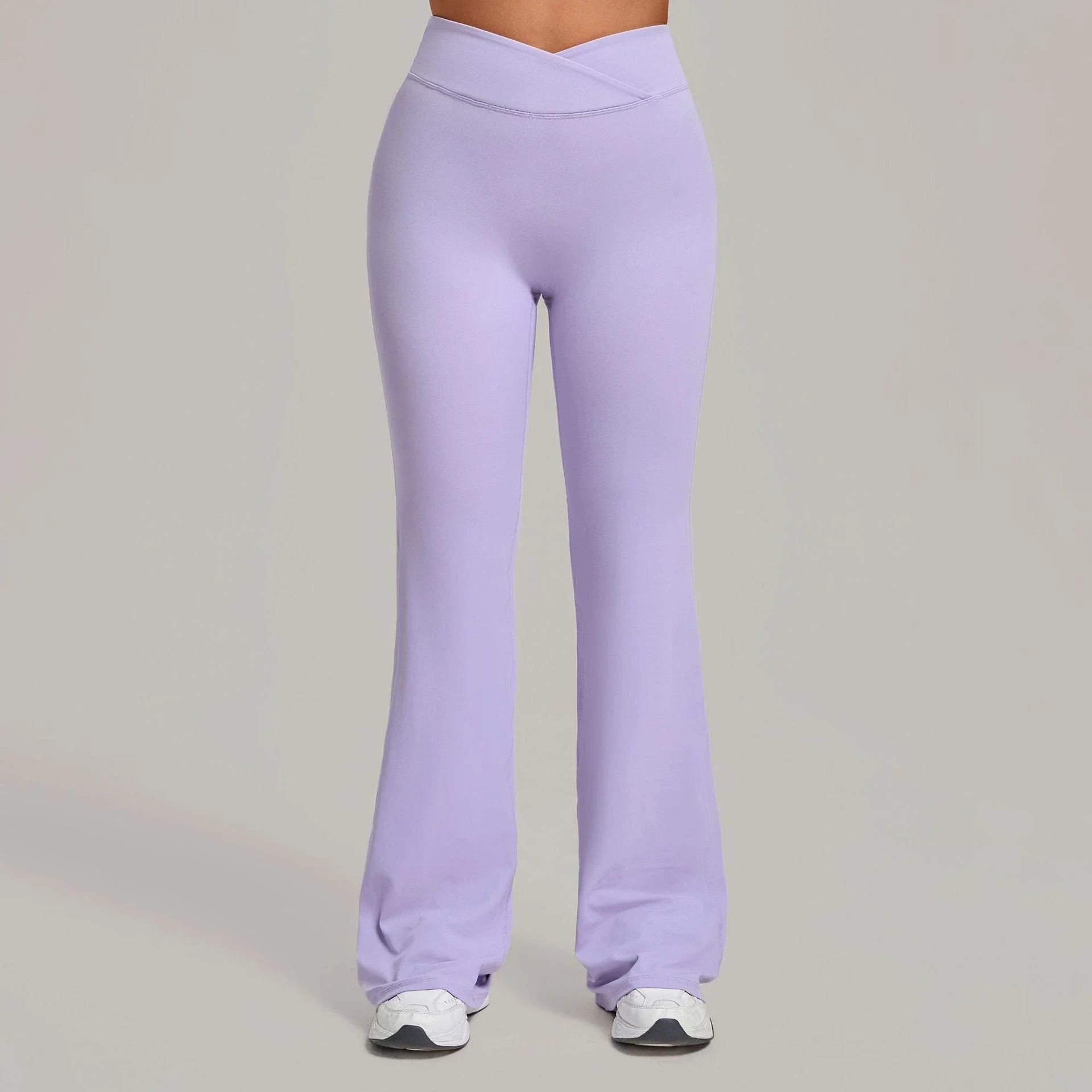 Pantalon de yoga évasé taille haute croisé pour femmes