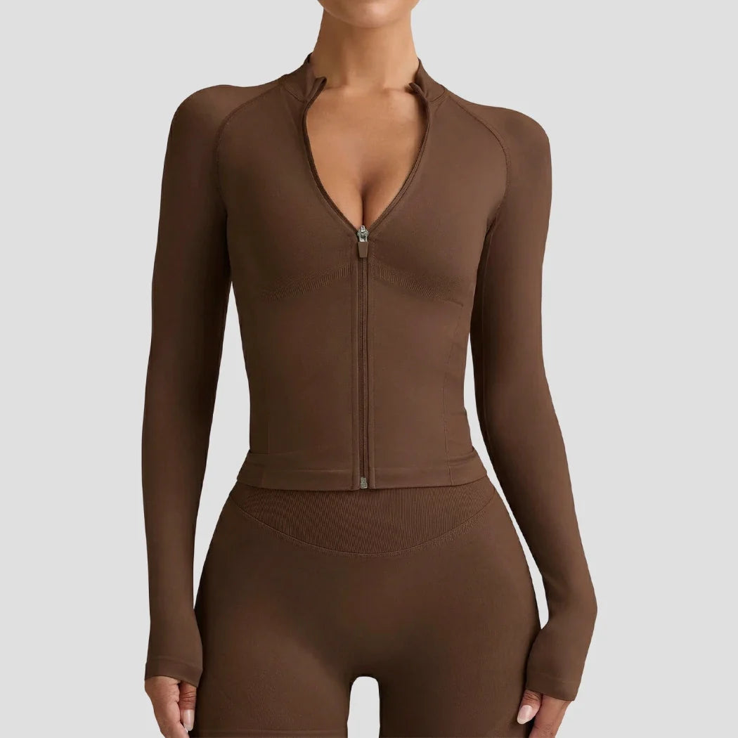 Veste de yoga et de fitness ajustée, sans coutures, seconde peau