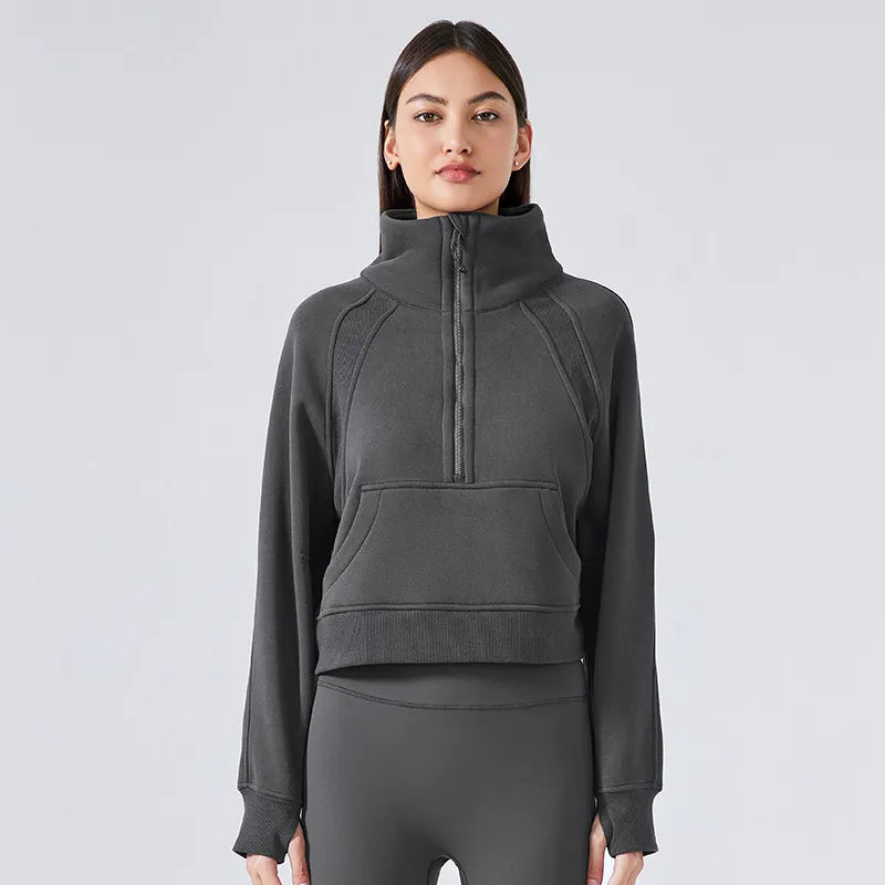 Sweat-shirt de sport épais demi-zippé