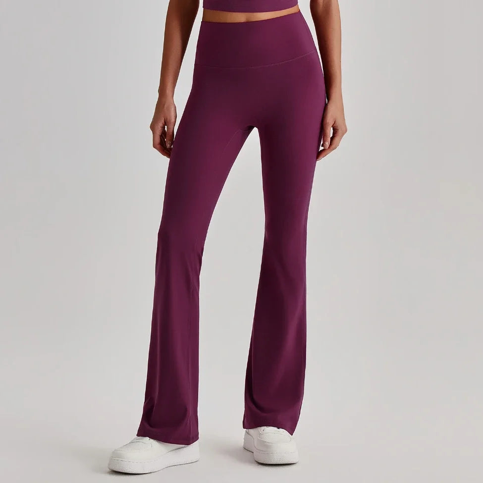 Pantalon de yoga évasé taille haute effet seconde peau